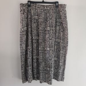 Vintage Black & White Tribal Print Midi Skirt 2X